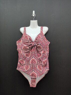 BloomChic paisley One Piece Swimsuit US 22 Coral & Burgundy